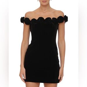 Avec Les Filles Black Off-the-Shoulder Velvet Minidress NWT